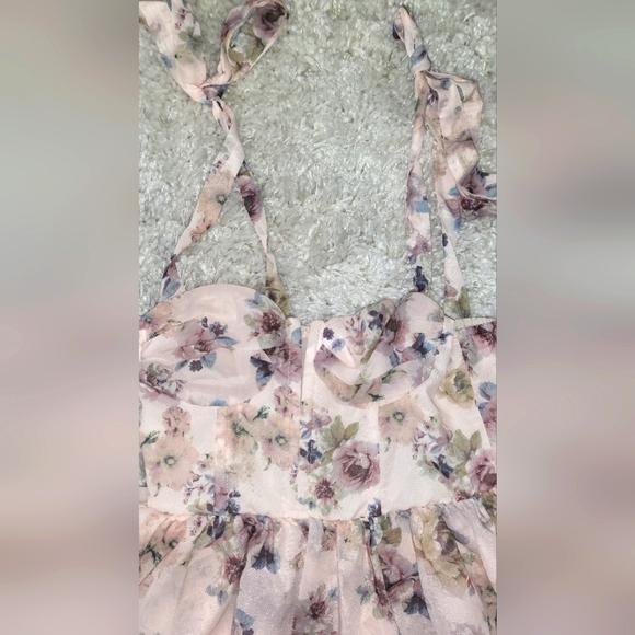 NWT Cider Chiffon Ruffle Mini Floral Dress Sz 4 Small - Picture 6 of 9